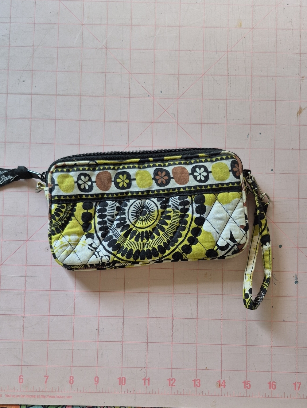 Vera Bradley Yellow Floral Quilted Wristlet